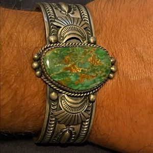 Arnold Blackgoat Royston Turquoise Native American Made 925 Sterling Silver Cuff